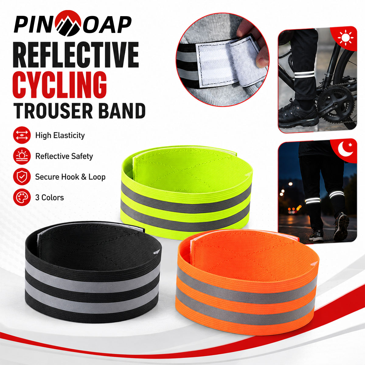 Cycling Gear Brands - PINMOAP 1/2PCS Cinta Refletiva para Perna